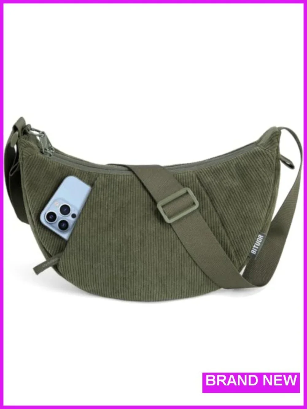 Crossbody Bag Anti-theft Crescent Shoulder Purse Hobo Corduroy